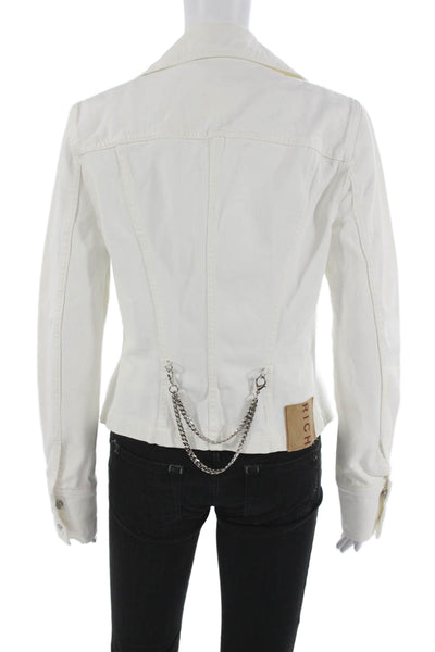 Richmond Denim Womens Basic Jacket White Cotton Long Sleeve Size 8