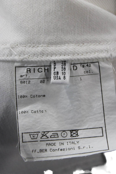 Richmond Denim Womens Basic Jacket White Cotton Long Sleeve Size 8