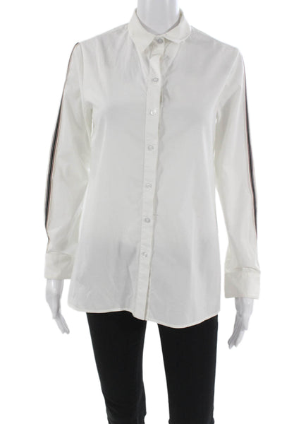 Drew Women White Cotton Collared Long Sleeve Button-Up Top Size XS