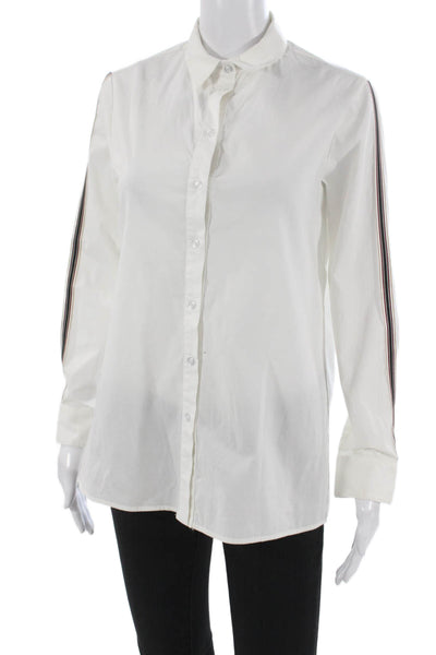 Drew Women White Cotton Collared Long Sleeve Button-Up Top Size XS