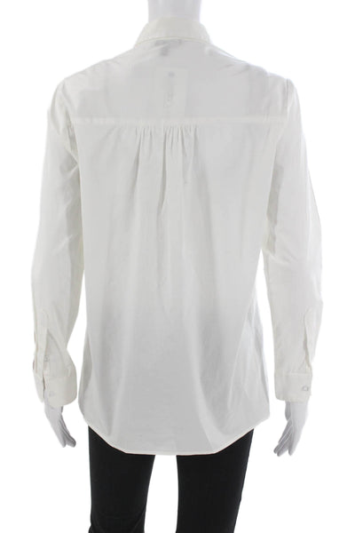 Drew Women White Cotton Collared Long Sleeve Button-Up Top Size XS