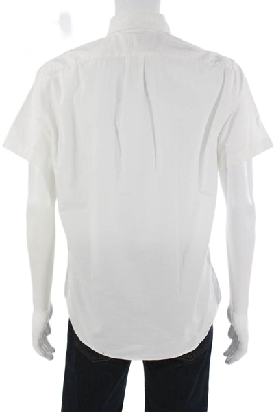 J Crew Mens White Cotton Short Sleeve Button Up Shirt Size M