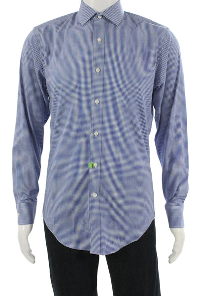 J Crew Men's Long Sleeves Button Down Blue Plaid Shirt Size S