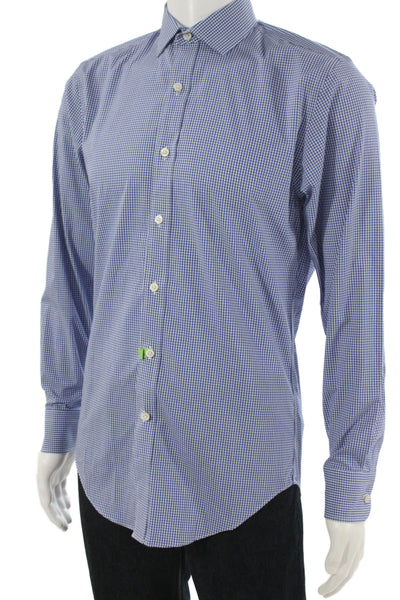 J Crew Men's Long Sleeves Button Down Blue Plaid Shirt Size S