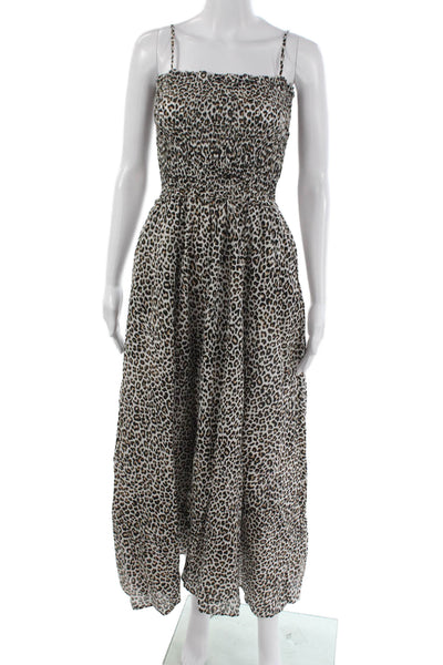 J Crew Womens Maxi Dress Black Animal Print Sleeveless Square Neck Size 2XS