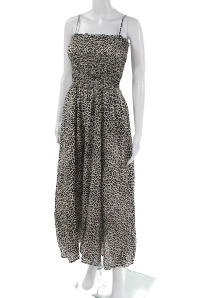 J Crew Womens Maxi Dress Black Animal Print Sleeveless Square Neck Size 2XS