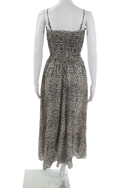 J Crew Womens Maxi Dress Black Animal Print Sleeveless Square Neck Size 2XS