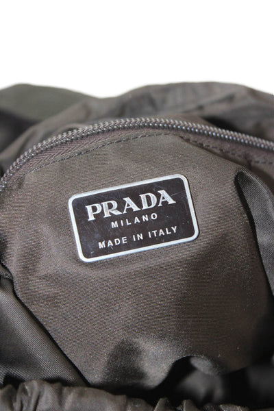 Prada Womens Drawstring Pocketed Shoulder Bag Brown