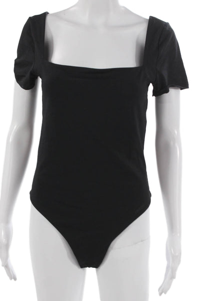 Aritzia Womens One Piece Sleeveless Square Neck Black Nylon Solid Size L