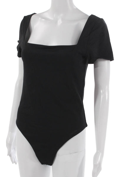 Aritzia Womens One Piece Sleeveless Square Neck Black Nylon Solid Size L