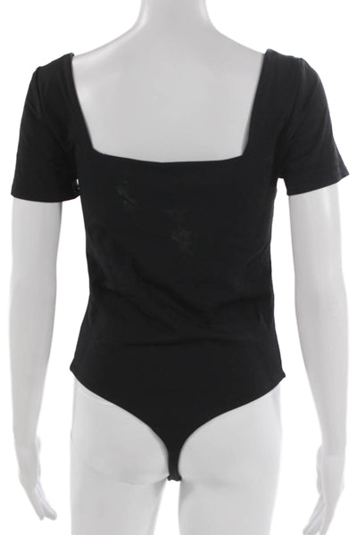 Aritzia Womens One Piece Sleeveless Square Neck Black Nylon Solid Size L