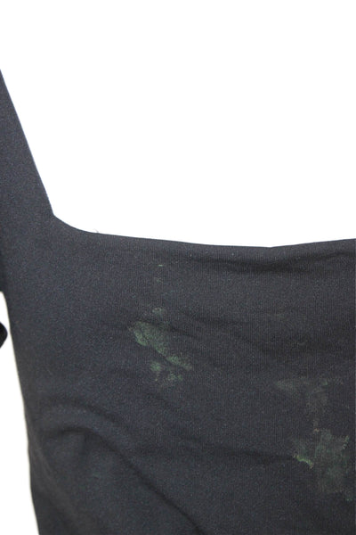 Aritzia Womens One Piece Sleeveless Square Neck Black Nylon Solid Size L