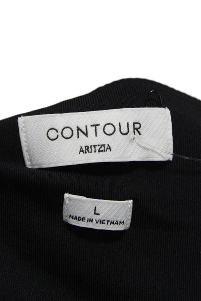 Aritzia Womens One Piece Sleeveless Square Neck Black Nylon Solid Size L