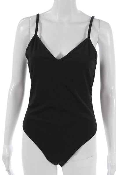 Edikted Women Black V Neck Sleeveless One Piece Bodysuit Solid Size XL