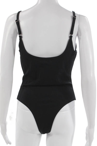 Edikted Women Black V Neck Sleeveless One Piece Bodysuit Solid Size XL