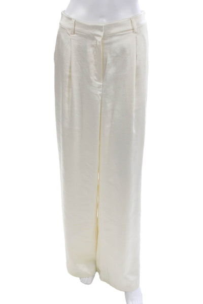 Aqua Women Dress Pants Ivory Polyester Zip Inseam 30 Size M