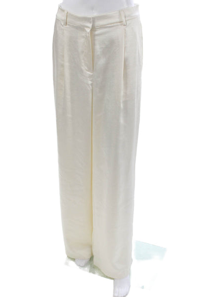 Aqua Women Dress Pants Ivory Polyester Zip Inseam 30 Size M