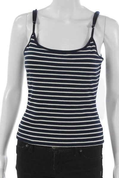Edikted Womens Blue Striped Tank Round Neck Sleeveless Size XL