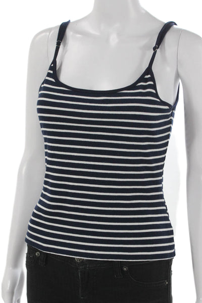 Edikted Womens Blue Striped Tank Round Neck Sleeveless Size XL