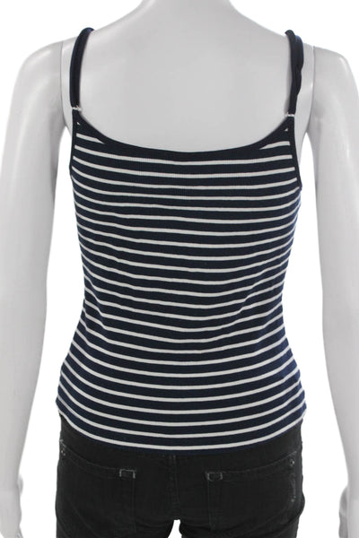 Edikted Womens Blue Striped Tank Round Neck Sleeveless Size XL