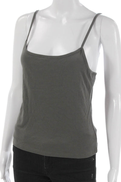 Edikted Women Tank Sleeveless Gray Cotton Round Neck Solid Size L