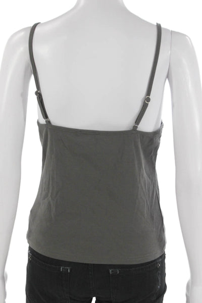 Edikted Women Tank Sleeveless Gray Cotton Round Neck Solid Size L