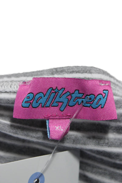 Edikted Teens Womens Basic Striped Square Neck Cotton Tank Sleeveless Size XL