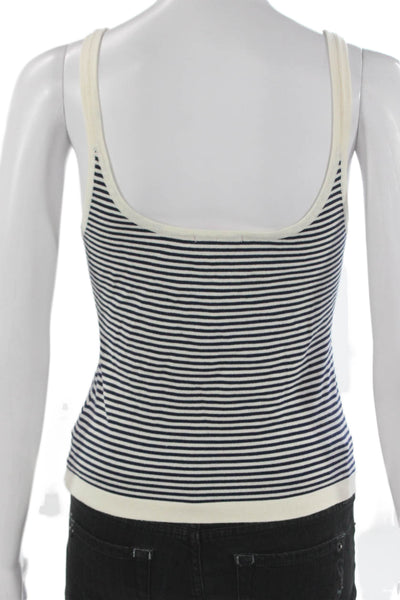 Edikted Women Basic Striped Scoop Neck Sleeveless Tank White Polyester Size L