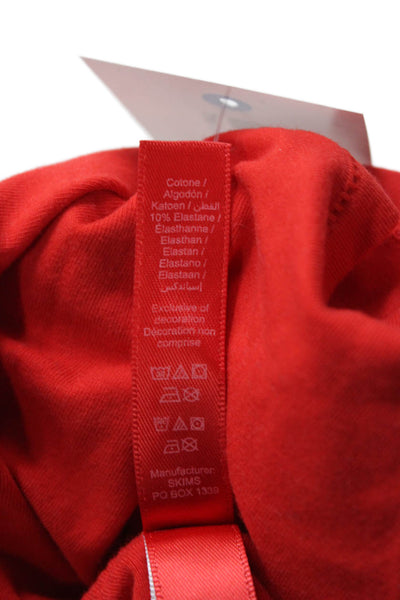Skims Women Red Cotton Square Neck Sleeveless Tank Size L