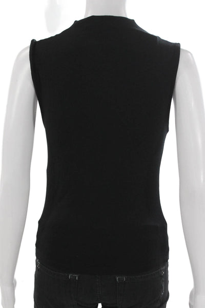Zara Women Basic Sleeveless Mock Neck Cotton Tank Black Size L