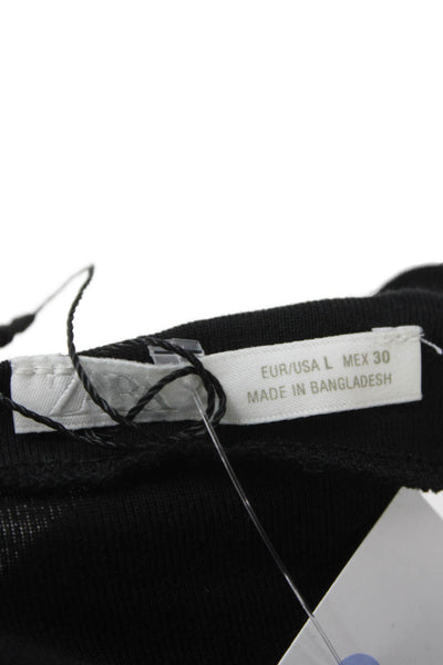 Zara Women Basic Sleeveless Mock Neck Cotton Tank Black Size L