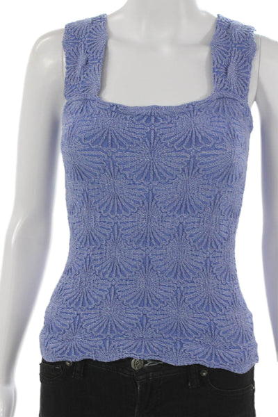 Intimately Free People Womens Blue Geometric Square Neck Tank Polyester Size M