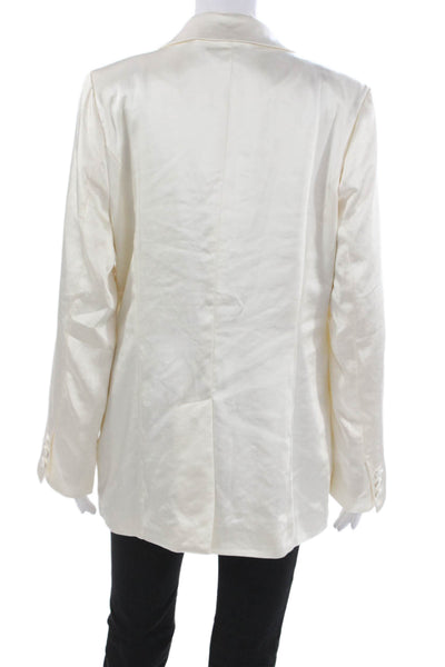 Aqua Women Blazer Ivory Polyester Button Long Sleeve Size M