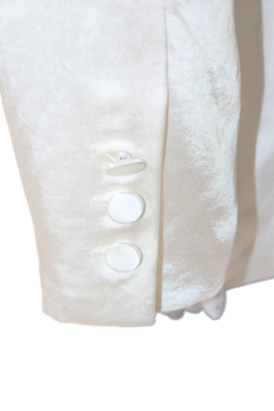 Aqua Women Blazer Ivory Polyester Button Long Sleeve Size M
