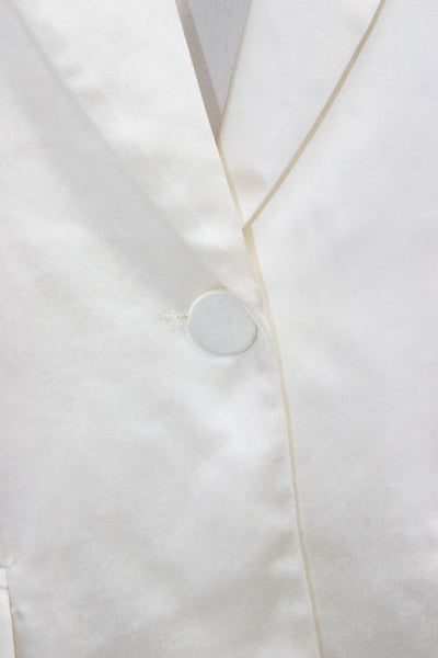 Aqua Women Blazer Ivory Polyester Button Long Sleeve Size M