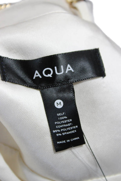Aqua Women Blazer Ivory Polyester Button Long Sleeve Size M