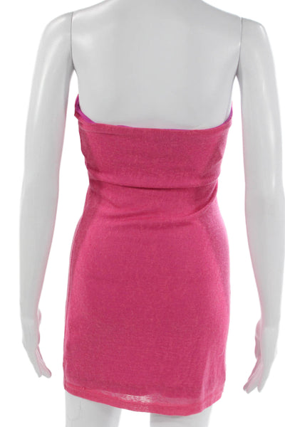 SNDYS. Womens Pink Strapless Mini Cotton Dress Pullover Size XS