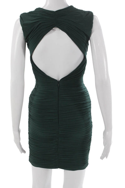 BCBG Max Azria Womens Bodycon Dress Green V-Neck Sleeveless Zip Size XS