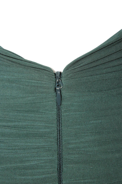 BCBG Max Azria Womens Bodycon Dress Green V-Neck Sleeveless Zip Size XS