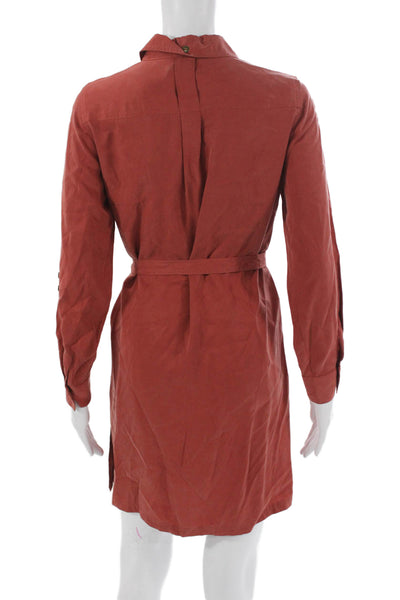 Banana Republic Womens Red Collared Shirt Dress Long Sleeve Button Size 2P