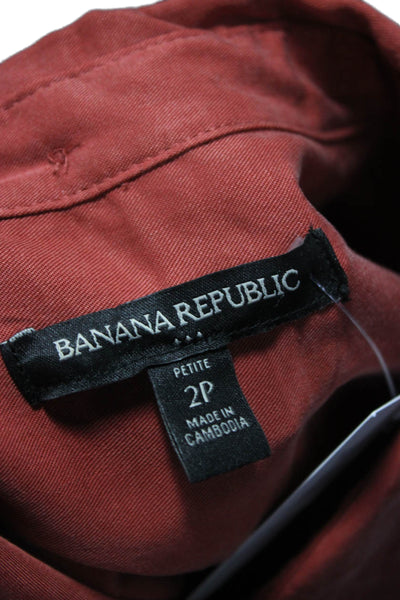 Banana Republic Womens Red Collared Shirt Dress Long Sleeve Button Size 2P