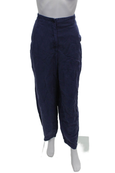 Oska Women Ankle Pants Blue Cotton Blend Button Closure Size 4