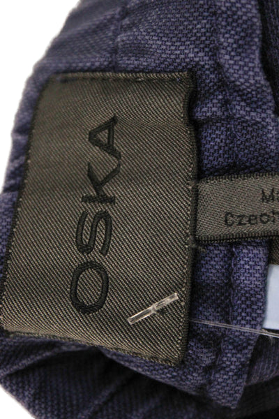 Oska Women Ankle Pants Blue Cotton Blend Button Closure Size 4