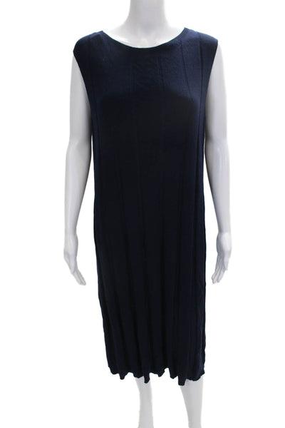 Lafayette 148 New York Womens Tank Dress Blue Sleeveless Midi Viscose Size L