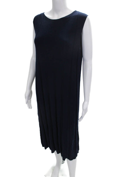 Lafayette 148 New York Womens Tank Dress Blue Sleeveless Midi Viscose Size L