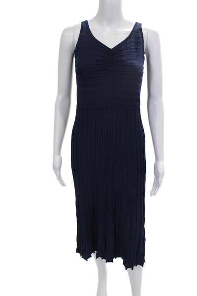 Chelsea 28 Women Tank Dress Blue Rayon V Neck Sleeveless Knee Size M