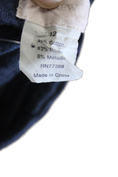 J Crew Women Basic Cotton Collared Button-Up Long Sleeve Blue Shirt Size 12