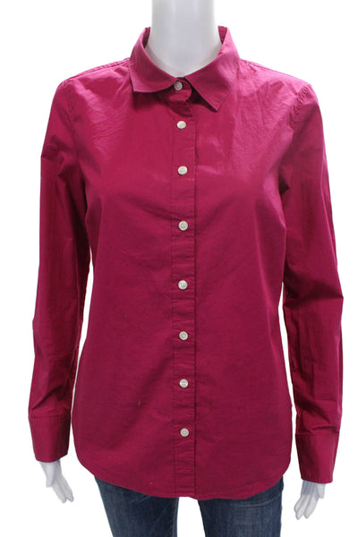 J Crew Women Pink Cotton Spandex Button-Up Collared Long Sleeve Basic Size M