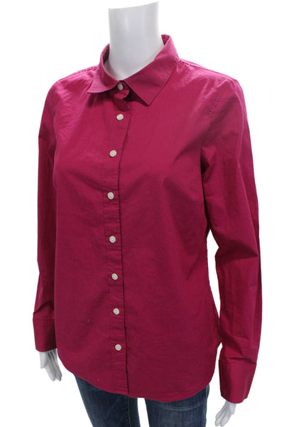 J Crew Women Pink Cotton Spandex Button-Up Collared Long Sleeve Basic Size M