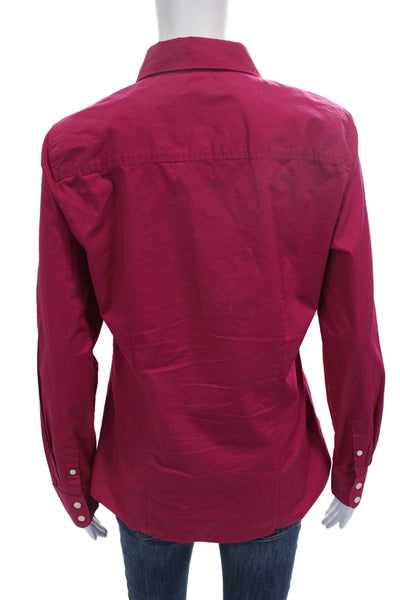 J Crew Women Pink Cotton Spandex Button-Up Collared Long Sleeve Basic Size M